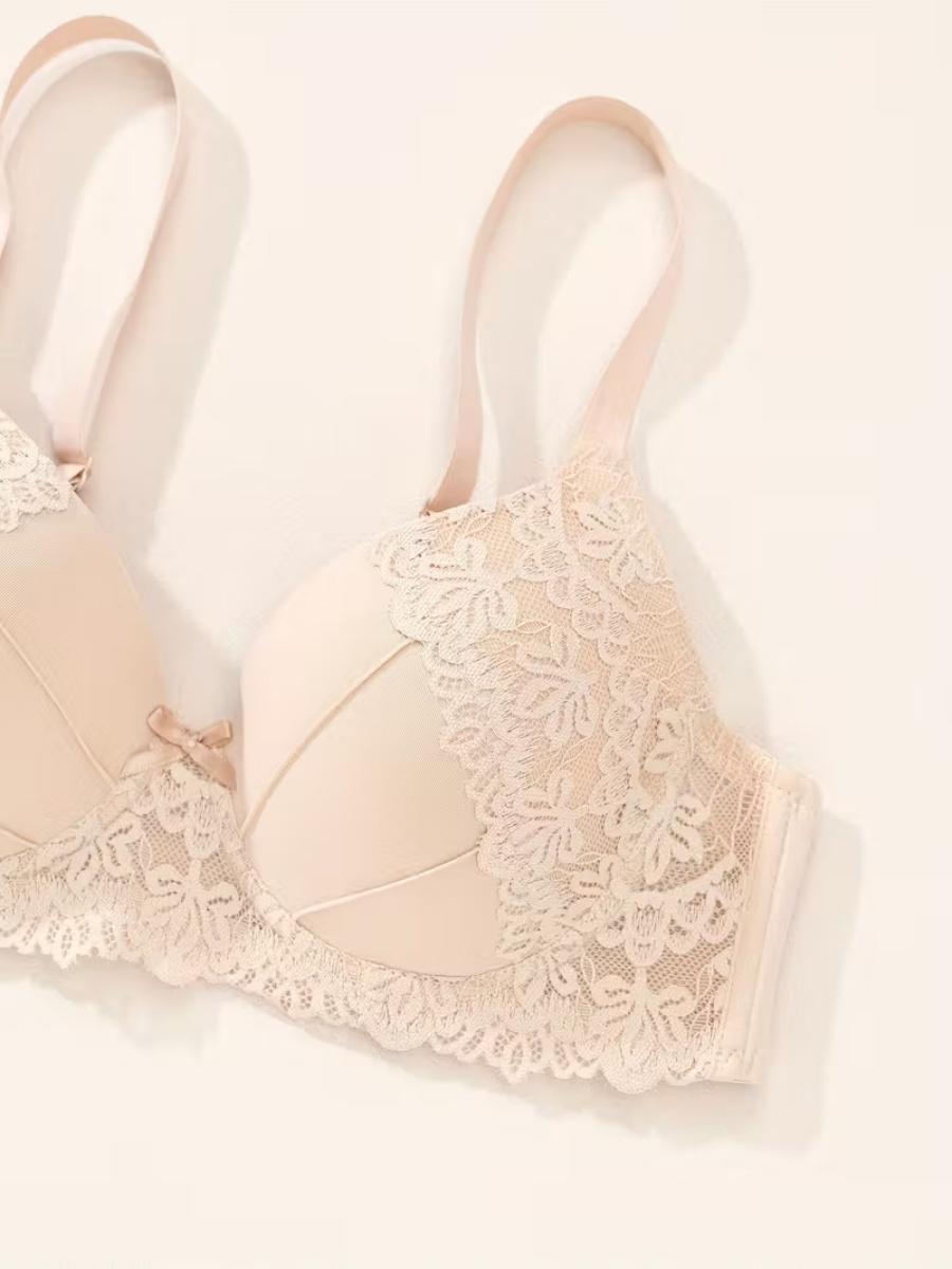 6pcs Women's Push-Up Underwire Bras - High Support Anti-Sagging Breathable Nylon/Elastane Blend, Bohemian Style Lace Trim & Solid Colors (Black/Red/Grey/Pink/Beige/Lavender) - Comfortable Everyday & Special Occasion Bras