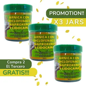 3 Jars Arnica Extra Fuerte Con Lido - pomada muscular 125g Each - Arnica Massage Balm – 125g | Soothing Full-Body Care