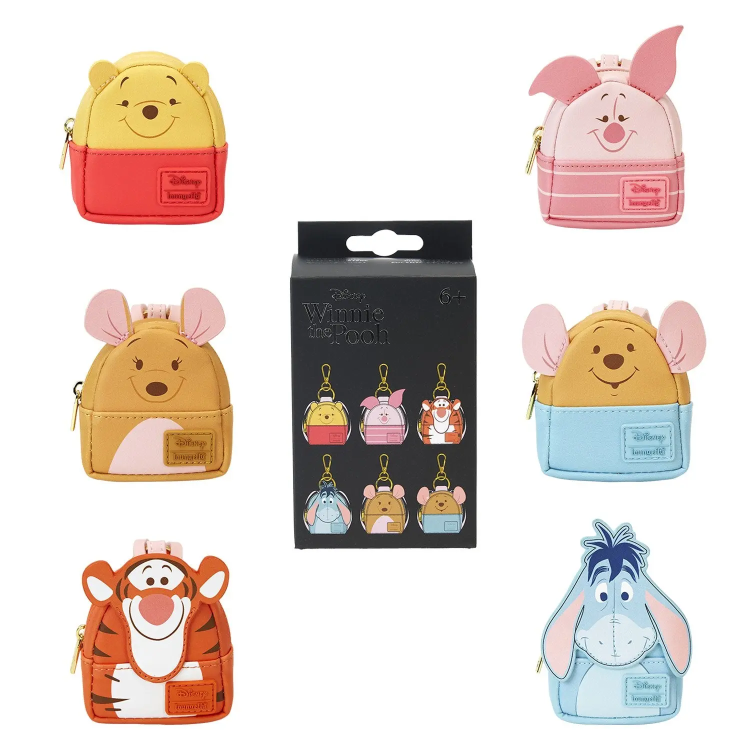Loungefly Disney Winnie The Pooh & Friends Whimsical Cosplay Mystery Keychain - Faux Leather Mini Backpack-Style Bag Accessory Charm, Charms for Bags, Bag Accessories Charms