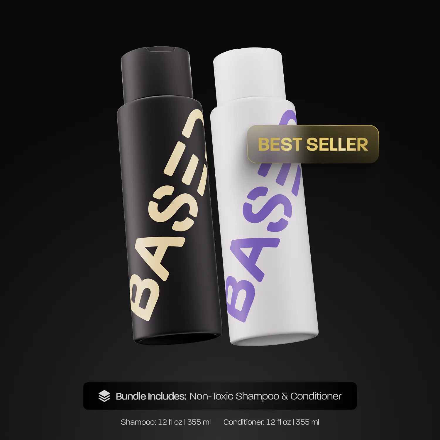 BASED Shower Duo | Shampoo + Conditioner | Deep Clean, Hydrates, Soothes Scalp, Boosts Volume | Fresh Peppermint | Science-Backed Formula | 12oz Each