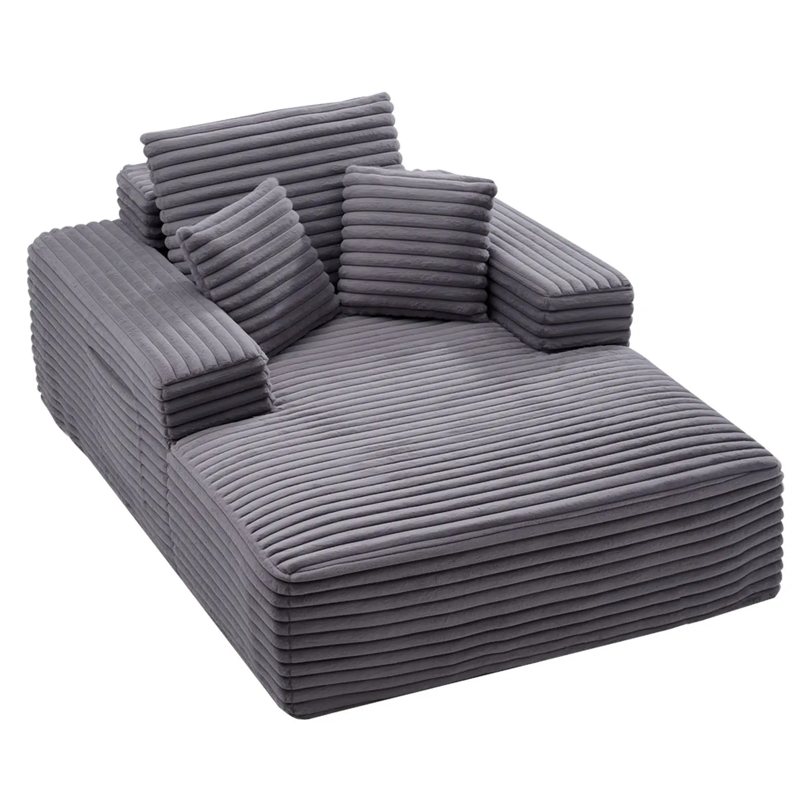 VEVOR Ergonomic Oversized Comfy Chair - 54in Boneless Frame Soft Lounge Armchair, High-Density Foam Deep Seat Sleeper, Sturdy Modern Upholstered Chair with 3 Pillows for Camping, Living Room, Grey#SohoChic, Comfy Chairs