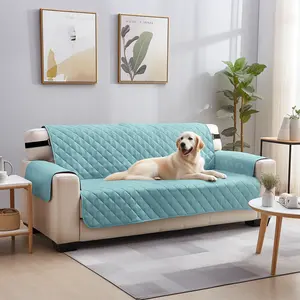 Reversible Sofa Cover with Elastic Straps Pet-Friendly Waterproof Furniture Protector for Two-Seater & Three-Seater Sofas in Blue Color