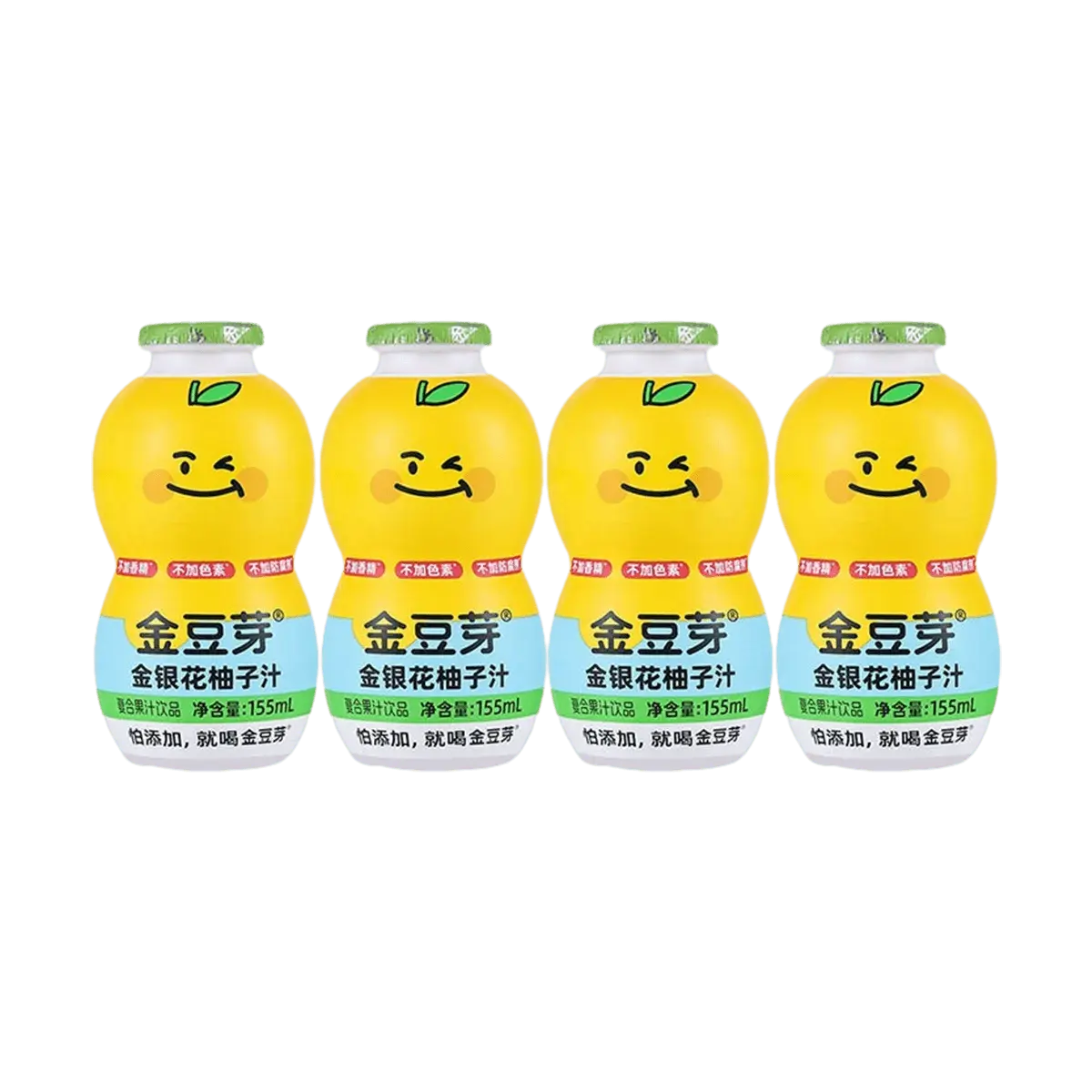 JinDouYa Honeysuckle Pomelo Juice Drink - 155ml x 4 Bottles, No Added Sugar, Healthy Beverage for Kids & Adults, Cool Down & Soothe