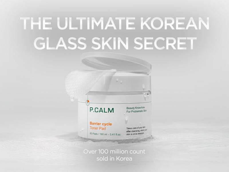 [P.CALM Official] Barrier Cycle Toner Pad – 60 Pads with Centella Asiatica & Papaya Extract for Soothing, Moisturizing & Exfoliating, Korean Vegan Facial Toners Pads for Sensitive Skin (160ml / 5.41 fl.oz)