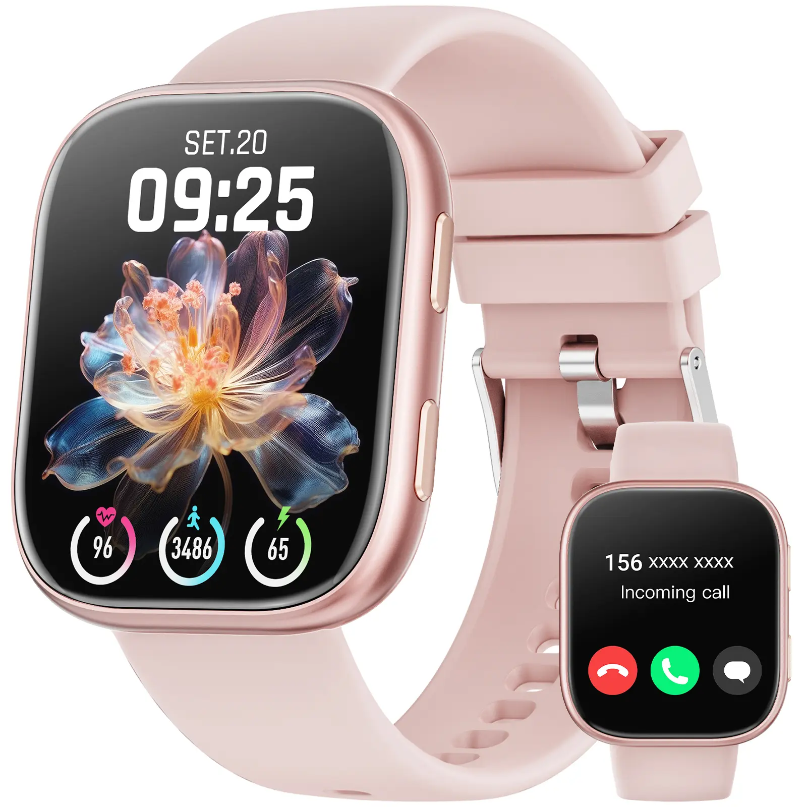2026 New Chic Women's Smartwatch - Wearable Electronic Display Smart Device (Waterproof), Silicone Band, Bluetooth, Call Reminders/Rejection, 100+ Sports Modes, DIY Dials, Message Alerts, Calorie Tracker, Android/iPhone Compatible, Back‑to‑School Gift