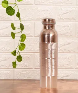 COPPER BOTTLE Pure Copper Water Bottle 34 Oz Copper Water Bottle - Leak Proof (34 Oz) (With Pitambari Powder)