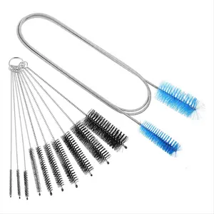 11Pcs Flexible Drain Brush Set,Stainless Steel Double-Ended Hose Brush,Straw Cleaning