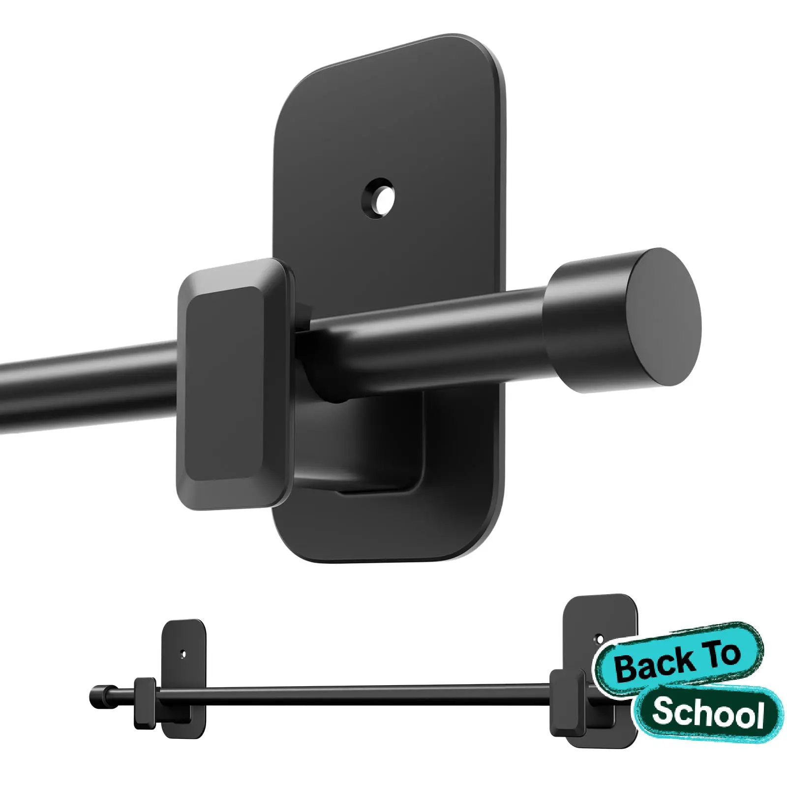 Inovaday | No-Drill Curtain Rods For Windows-Adjustable 5/8" Tension Rods, Adhesive Brackets, Easy Install Black Drapery Pole,Back To School,Renter-Friendly/Dorm Essentials,Home Decor,Home Essentials
