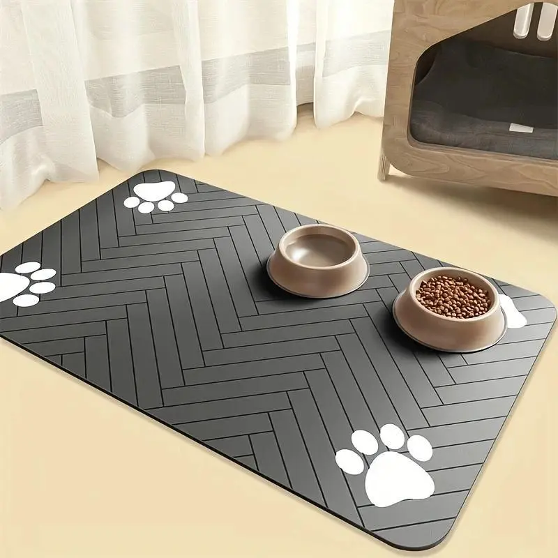 Quick Drying Absorbent Pet Feeding Mat for Dogs and Cats, Non Slip Rubber Bottom, Dark Polyester Surface for Indoor Use thin cold lightweight blanket small large tiktokshopspringglowup SummerVibes petlovers