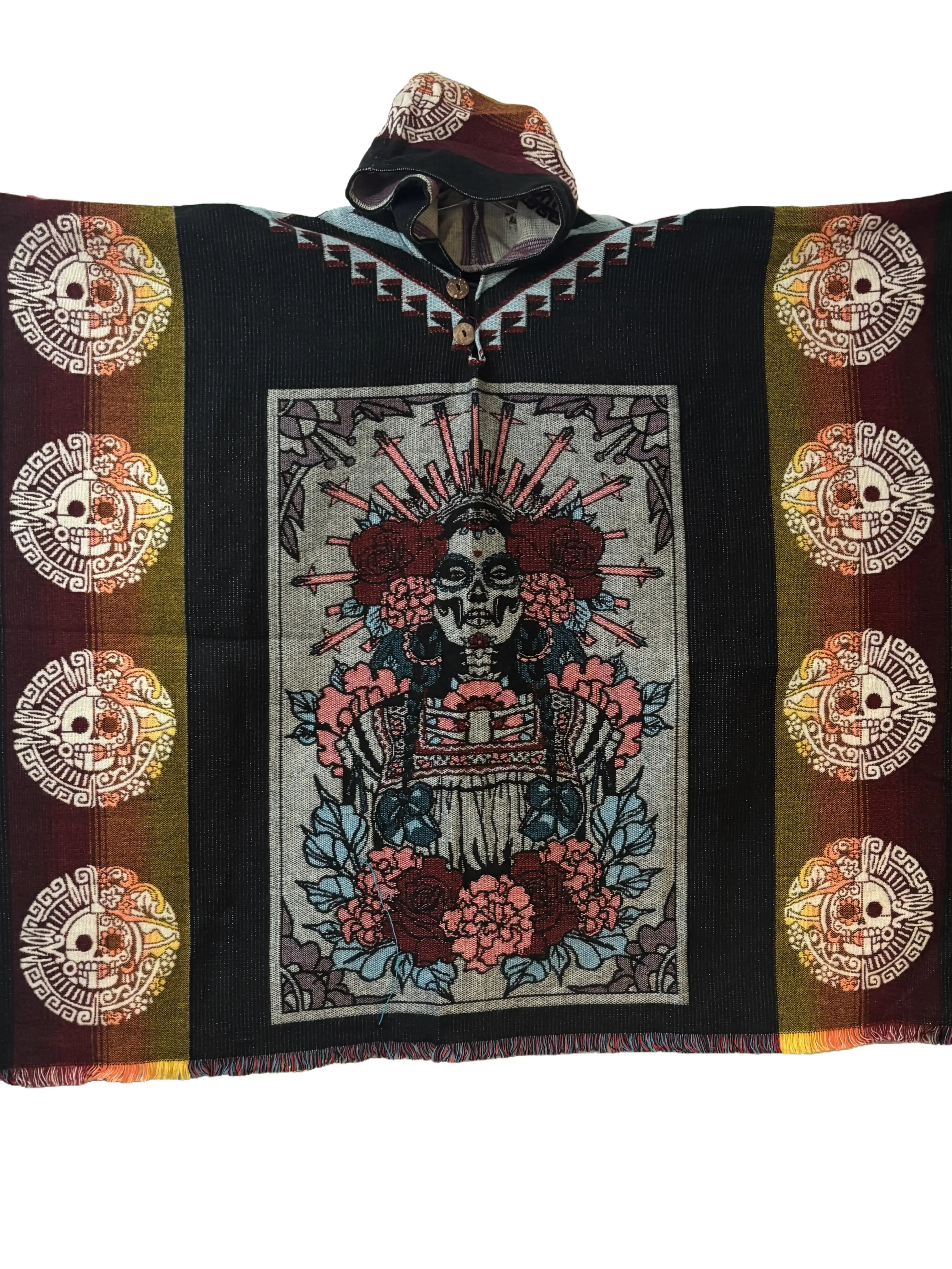 Alpaca poncho day of the dead design