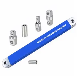 Upgraded Impact Ready Offset Extension Wrench,Tight Reach Extension Wrench Set with Versatile 1/2" 1/4" and 3/8" Square Drive Adapters Universal Extensions Wrench for Small Place Reach Fasteners