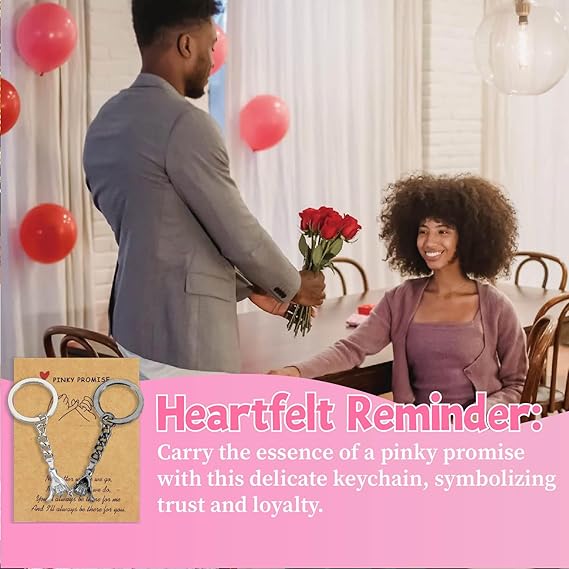 2pcs Pinky Promise Gift Matching Couple Gifts Valentines Day Gifts for Him Her Boyfriend Girlfriend Best Friend Matching Keychains for Couples Wife Husband Birthday Gifts