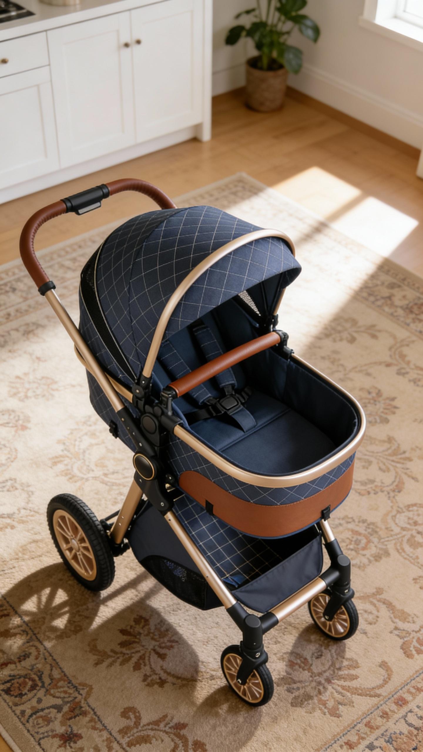 Premium 4 in 1 Baby  with Infant Car Seat and Bassinet, Lightweight Folding Travel System with Reversible Seat, Adjustable Handle and Smooth Shock Absorbing Wheels, Comfortable Safe  for Newborn and Toddler electric stroller Car Seat Toy Arch vintage push