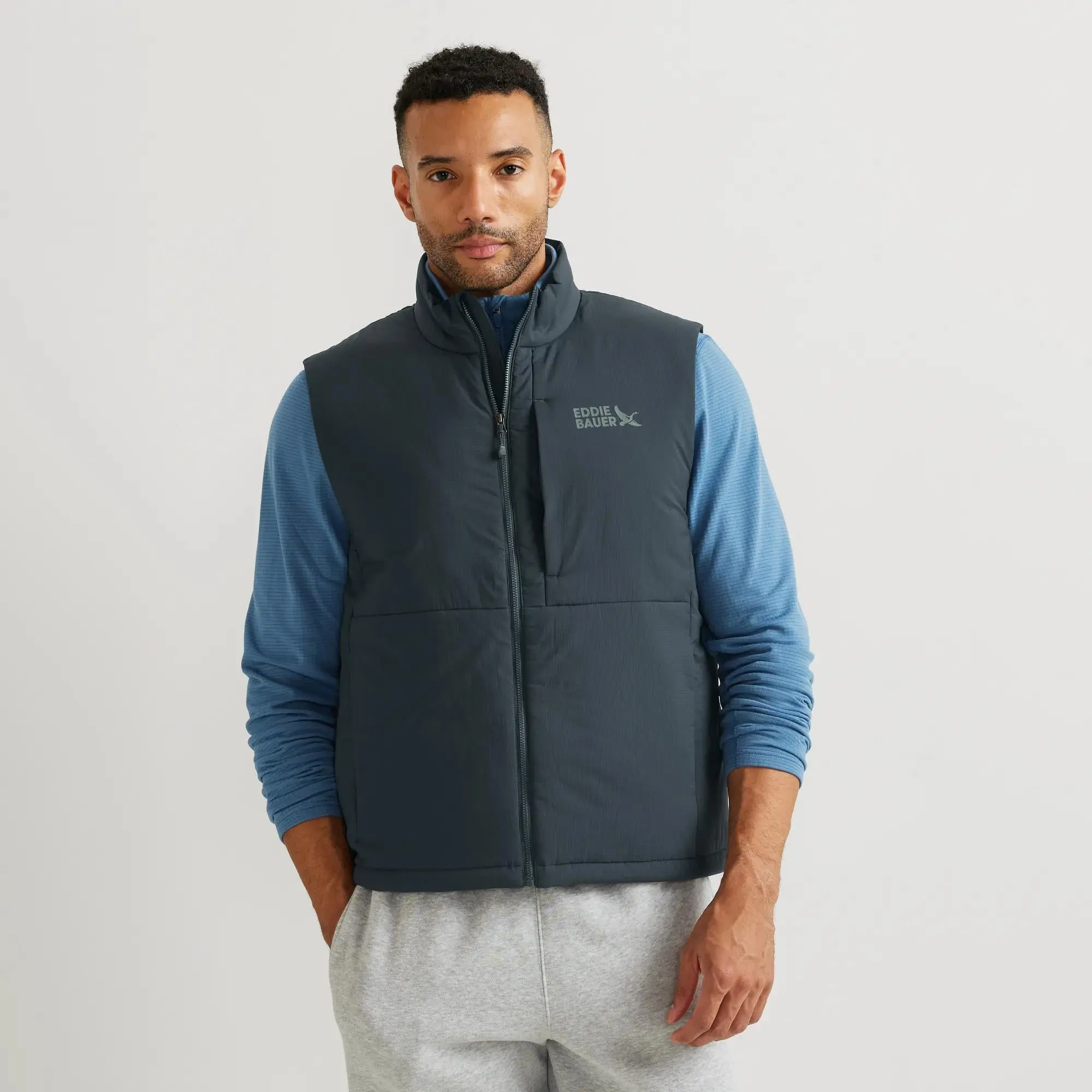 Eddie Bauer Men’s Astro-Air Insulated Vest DWR Finish Soft Feel Chest Pocket