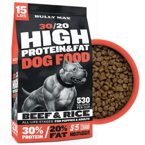 Bully Max 30/20 High Protein Beef Dog Food 15 lbs - High Performance Filler-free Formula - Supports Muscle Gain & Health - 530 Calories per cup - No corn, wheat, or by-products