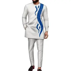 Men's Suit Printed Shirt Pants African Ethnic Casual Traditional Fabric 2PCS Suit Set Wedding Fashion Men's Suit
