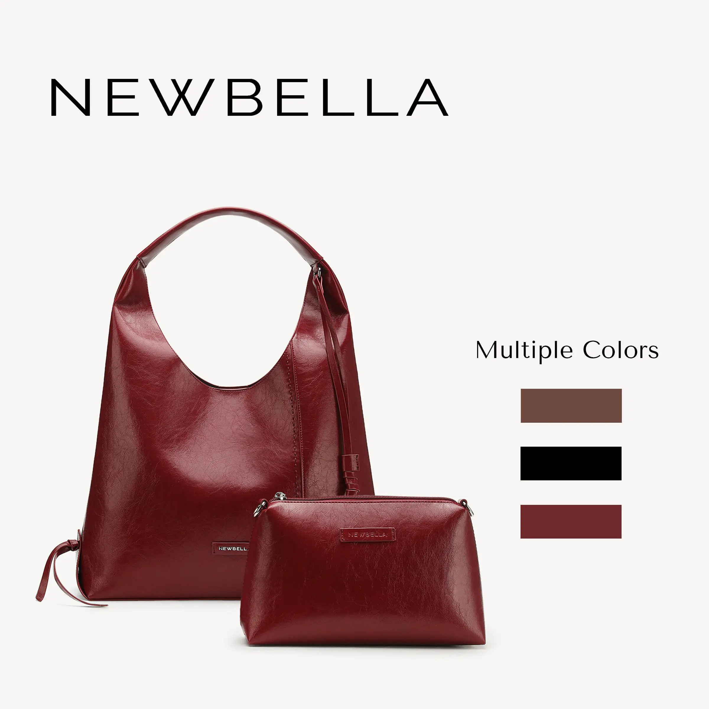 NEWBELLA Lena Pro 2-Piece PU Leather Hobo Bag Set with Detachable Pouch and Adjustable Strap for Work and Travel #sohoch