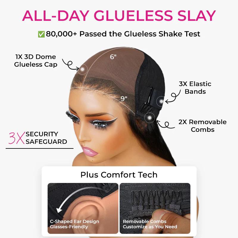 ISEE M-Cap Wear Go Kinky Straight Glueless Wig 9x6 Pre Bleached Tiny Knots Yaki Straight HD Lace Wig Xmas Gift for Girlfriend/Wife/Family #SpringStatements