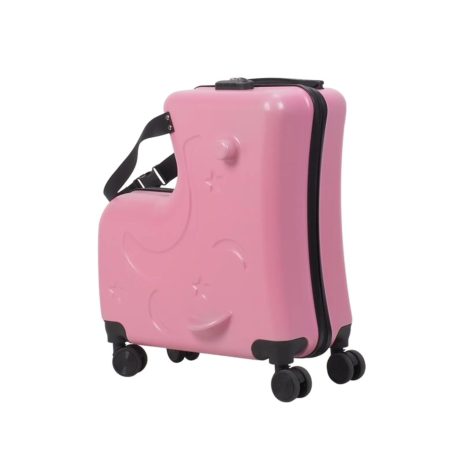 20" Children's Large-Capacity Carry-On Luggage - 4 Multi-Directional Wheels, Impact-Proof, Scratch-Resistant Surface, Built-In Seat and Belt, Easy Rolling, Zipper Closure