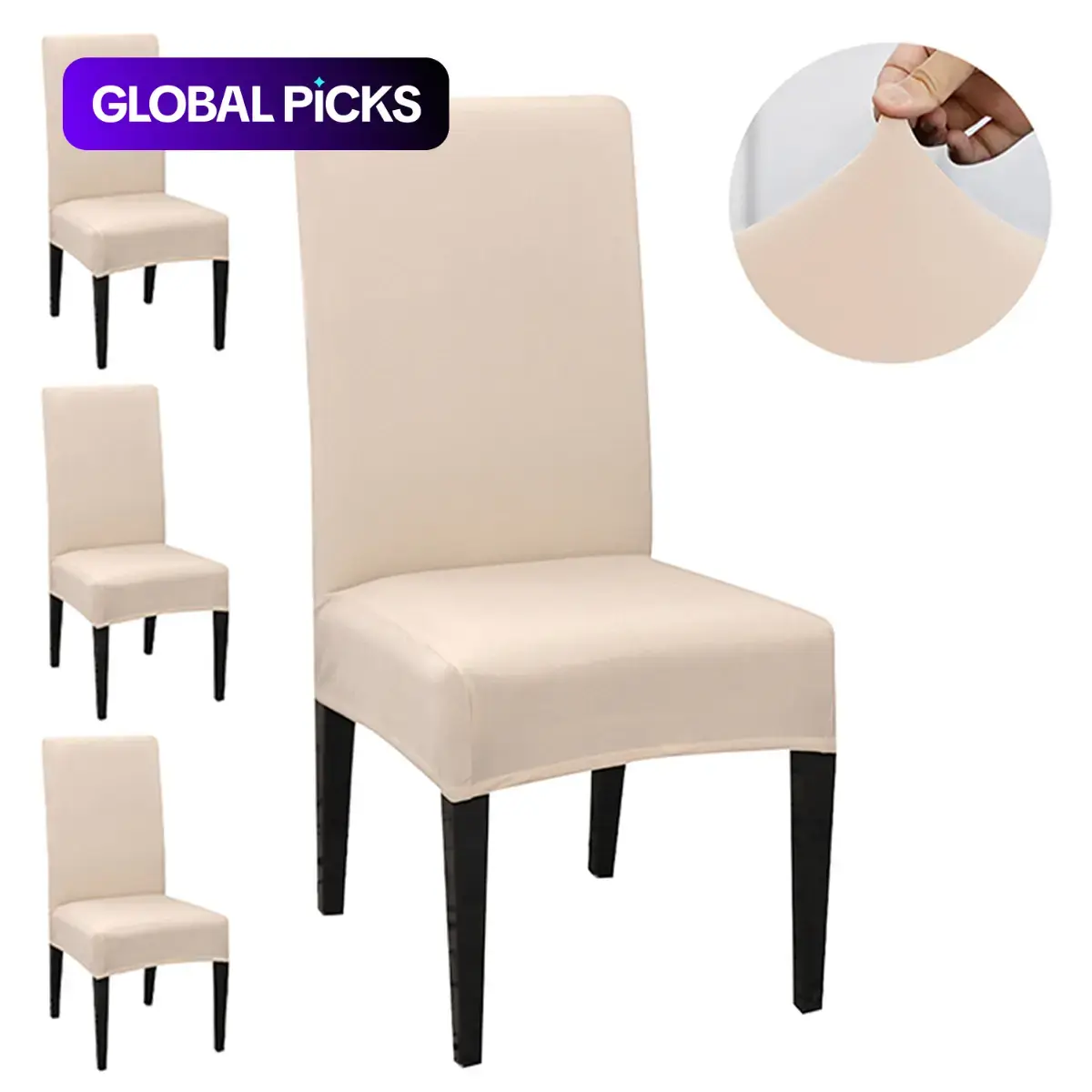 Set of 4–12 Milk Fiber Elastic Chair Covers, Size S, All-Season Contemporary Style Cover for Kitchen, Dining and Living Room, Stretch Chair Slipcovers