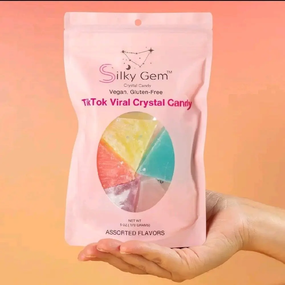 Silky Gem TikTok Viral Silky Gem Crystal Candy 6oz Chewy Fruit Candy Vegan Gluten-Free Assorted Flavors