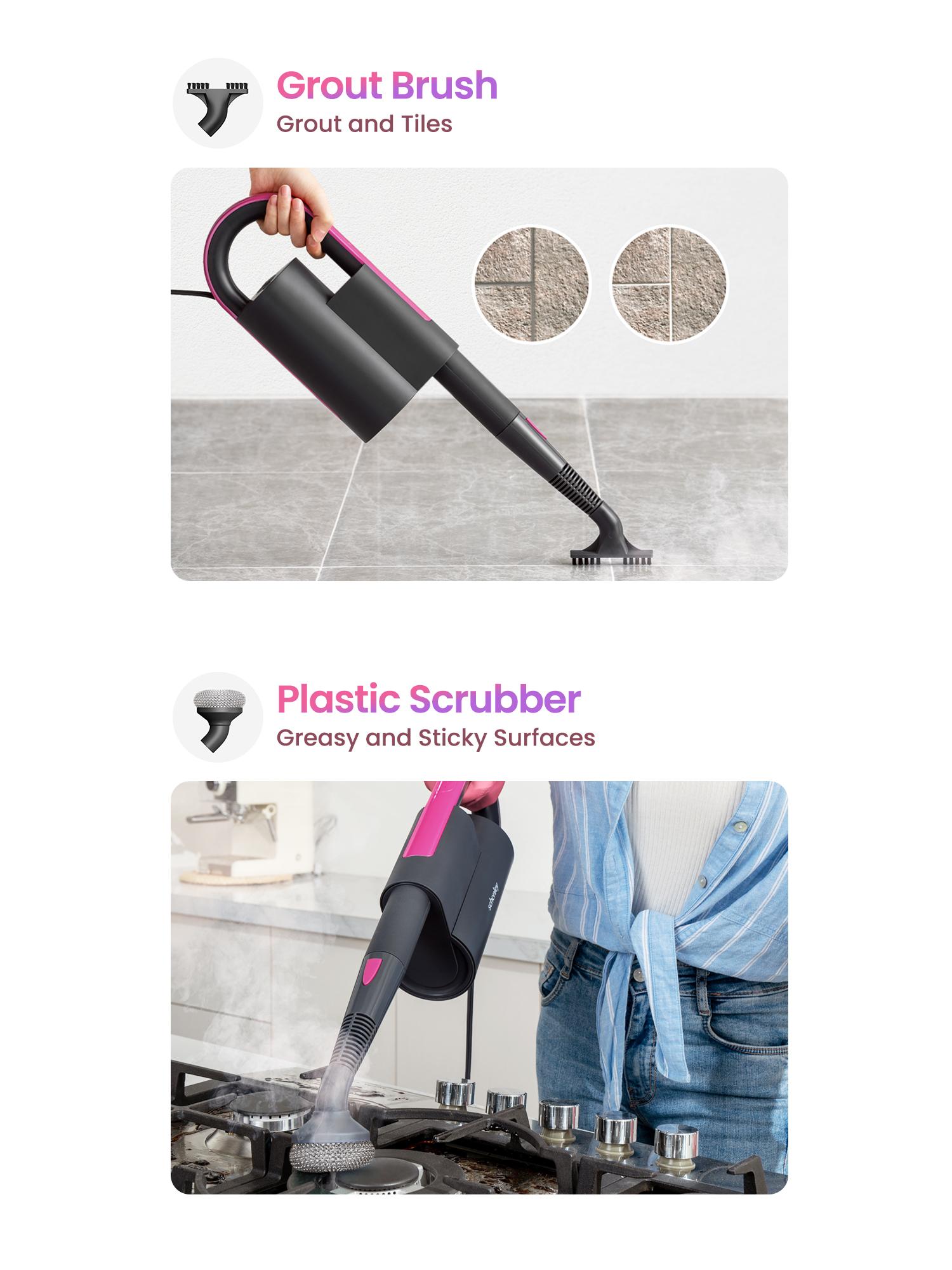 Schenley 19-in-1 Steam Mop Dual-Rod Design with Detachable Handheld Steamer for Walls, Grouts, Hard Floors, Tiles, includes Multi-purpose Accessories, Washable Microfiber Pads and Disposable Pads