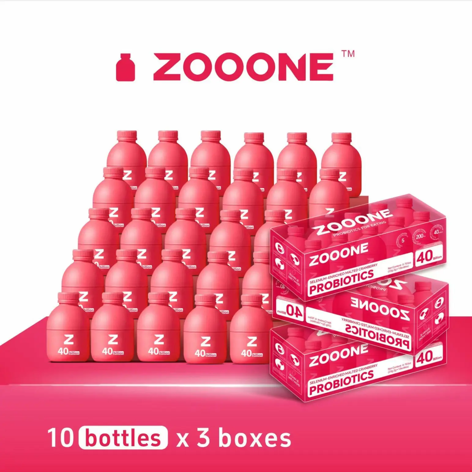 Zooone Women's Probiotics Supplement, 30 Bottles x 0.7oz, 40B CFU
