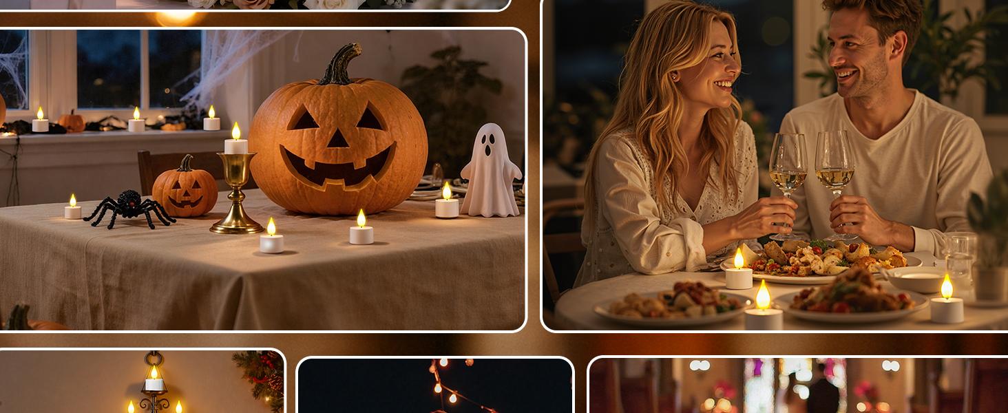12pcs Rechargeable USB-C LED Flameless Tealight Candle with Remote Control, Charging Station, Timer for Halloween, Christmas Indoor Home Table Glass Jars or Candle Holders, Candles