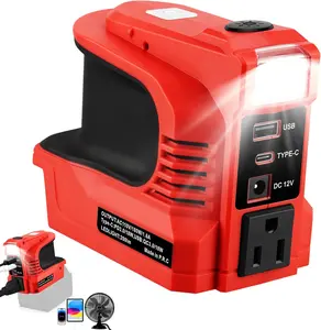 180W | Adapter for Milwaukee M18 18V Battery | DC to AC 110-120V | Power Inverter | 2 USB & Type-C & AC Outlet | For 48-11-1850 48-11-1852 | Portable Power Station | Jobsite & Camping Power | Emergency Backup Power | No Battery Included