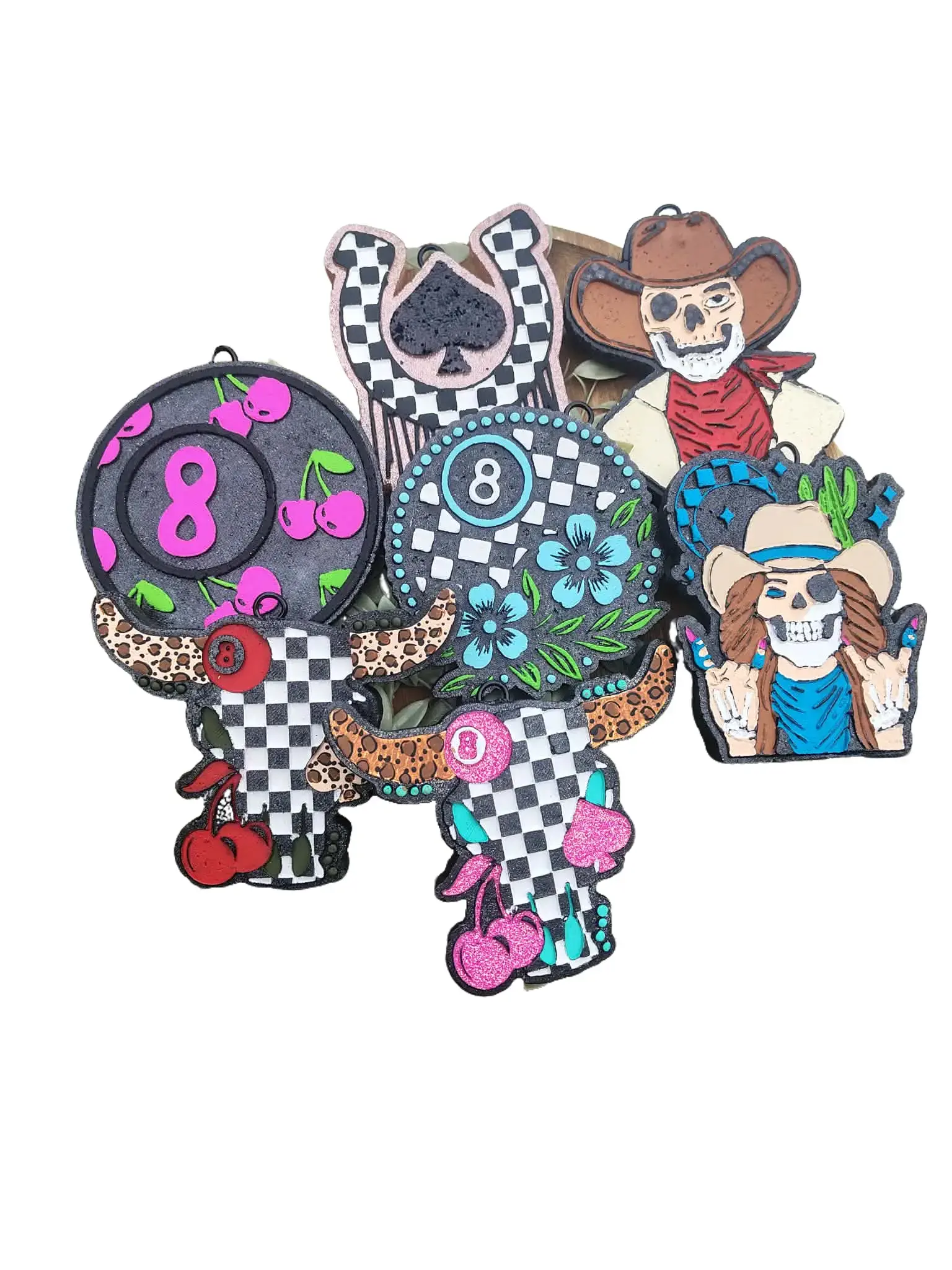 Western 8-Ball Cowgirl-Cowboy Horseshoe Handmade Craft Car Air Freshener - High-Quality Fragrance Oil Mini Diffuser, Odor Eliminator, Vibe System, Scent Refill, Car Odor Eliminator, Car Aromatherapy, Fragrance Balls