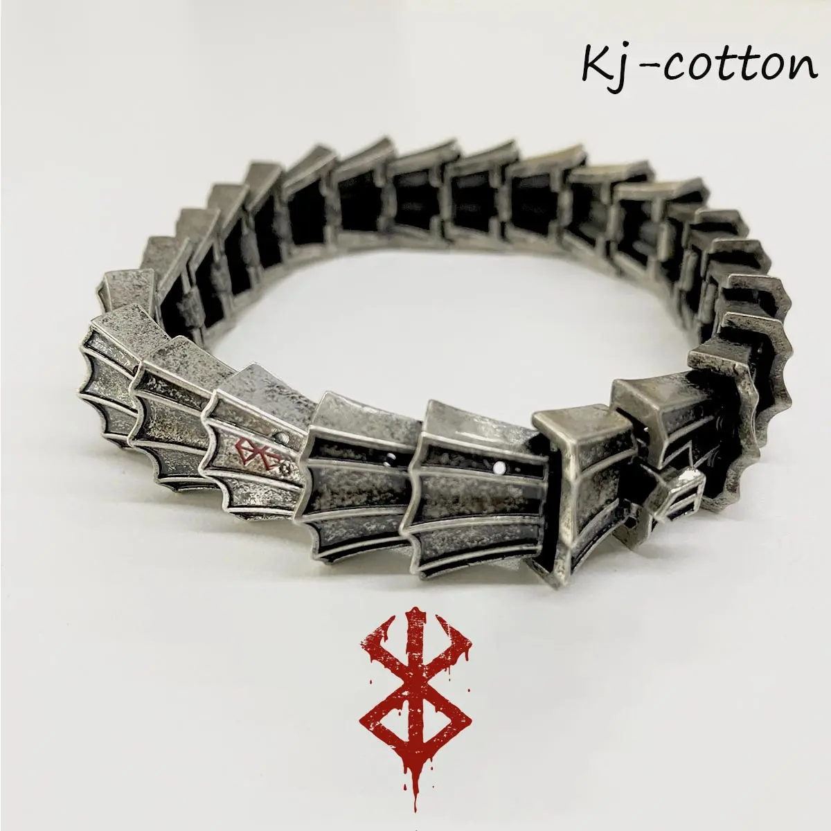 Berserk Guts Armor Cosplay Handmade Cuff Bracelet - Gothic Stainless Steel Black Antique Plating Unadjustable 8.5in Obsidian Bangle, Stackable Bracelets, Anime Merchandise Unique Gifts for Anime Lovers & Men, Handmade Cuff Bracelets
