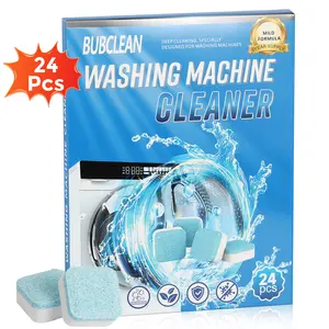 BUBCLEAN Washing Machine Cleaner Tablets 24 Pack - Powerful Descaler for HE Front/Top Load Washers,  Deep Cleaning, Eco-Friendly Deodorizer, Cleans Drum & Seal