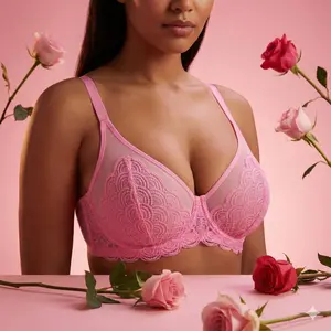 HSIA Mermaid Scales Sexy Lace Plus Size Unlined Underwire Non-padded Full Coverage Minimizer Bra with Back Smoothingfor Women Large Bust SpringStatements