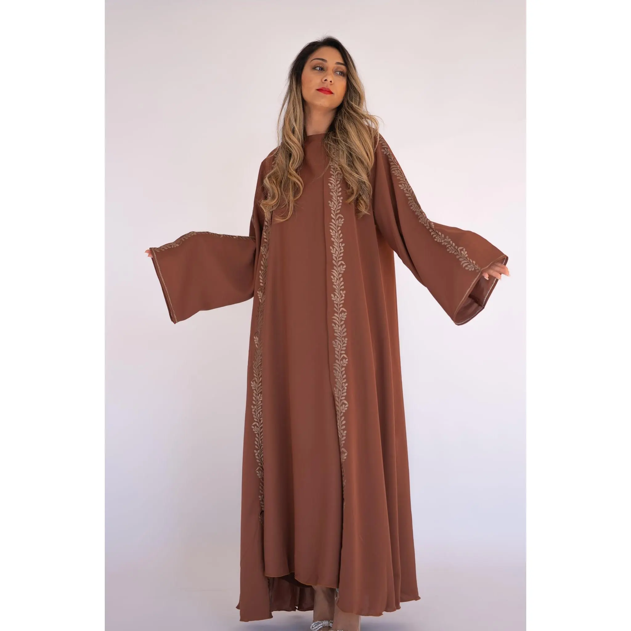 2 Pieces Brown Dubai Abaya with Sheila
