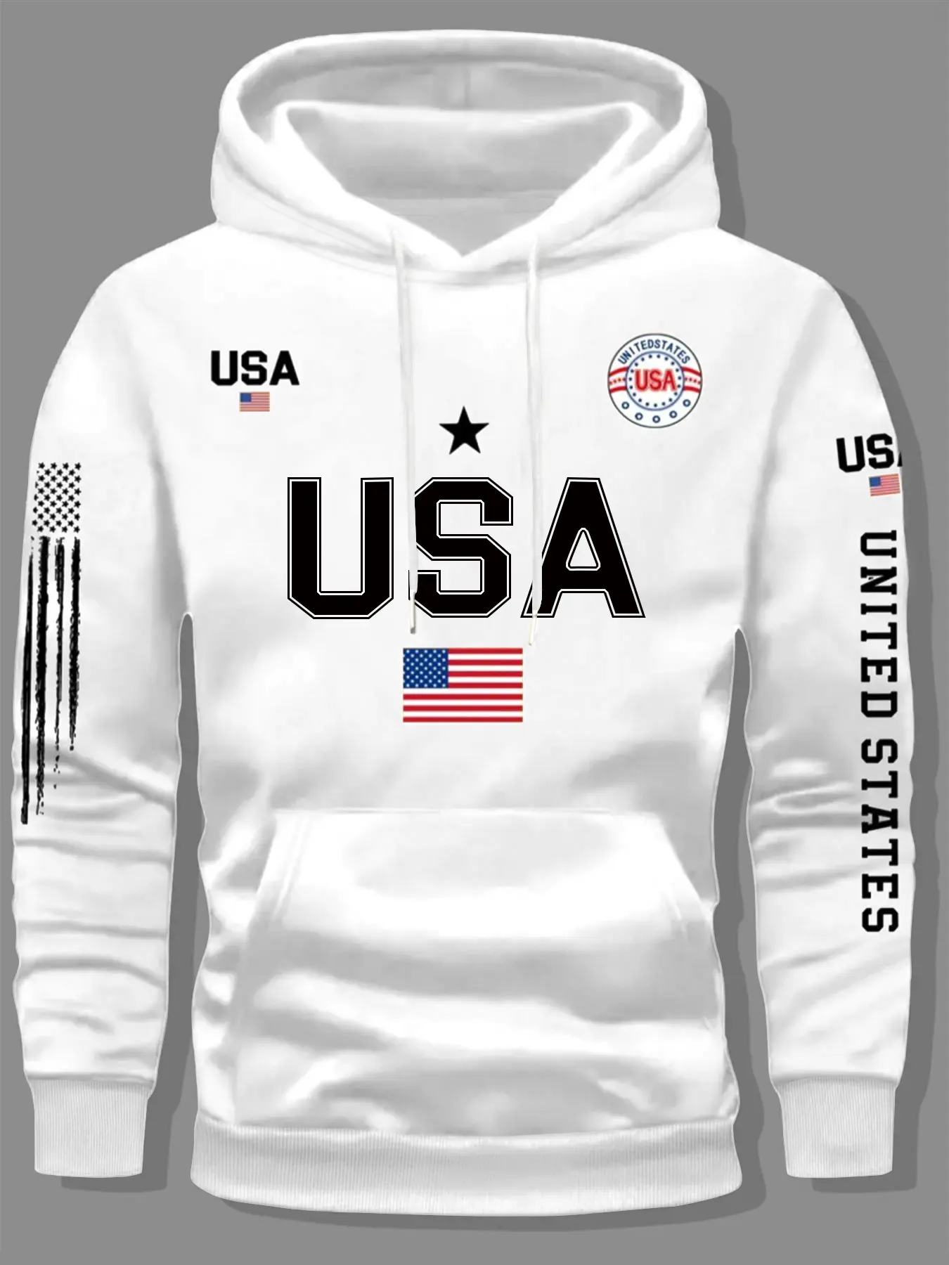 Unisex Hooded Fleece Sweatshirt, Usa Letter Graphic Print Design, Retro American Style, Trendy Casual Appeal Vibe, Casual Comfortable Loose Baggy Long Sleeve Hoodie for Fall & Winter