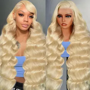 613 Lace Front Wig Human Hair 180 Density Blonde Wig Human Hair 13X6 Body Wave HD Lace Front Wigs Human Hair Pre Plucked 10A Blonde 613 HD Transparent Lace Frontal Glueless Wigs For Women