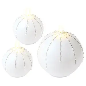 August & Leo Oversized Pearl Ball Flameless Candles Set of 3