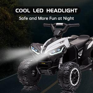 【GARVEE】12V Quad ATV 4 Wheeler with Music and LED Lights, available in White, Red, Pink, Yellow, Black, and Blue, designed for young riders with fun features and vibrant color options 【GARVEE】12V Quad ATV 4 Wheeler with Music and LED Lights, available in White, Red, Pink, Yellow, Black, and Blue, designed for young riders with fun features and vibrant color options