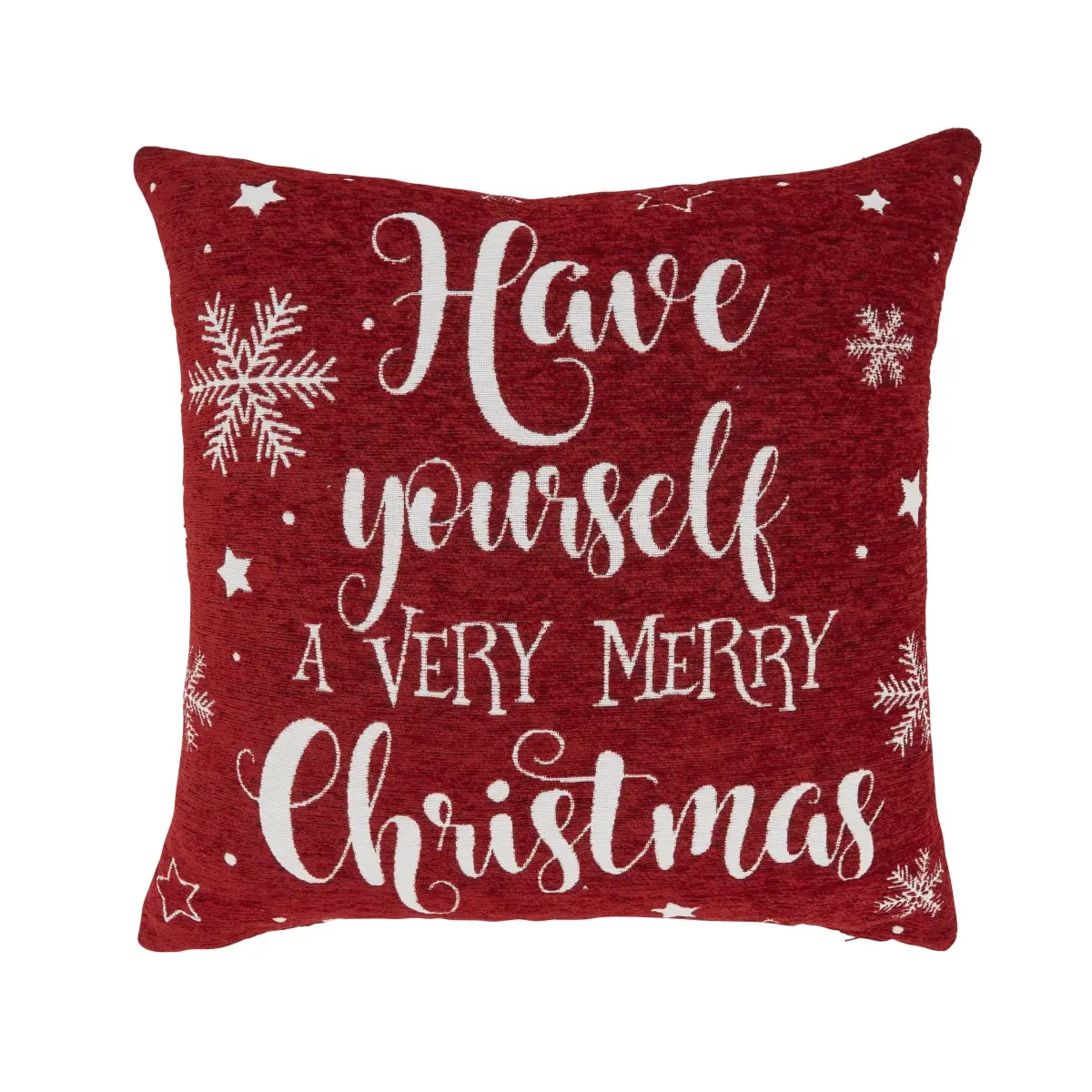 Saro Lifestyle 9233.R18SC 18 in. Chenille Fiber Jacquard Knit Holiday Throw Pillow Cover - Red, 15% Cotton 85% Polyester, Machine Washable Household Textile Cushion Accessory, Chenille Fiber Cushion Covers, Jacquard Knit Cushion Covers