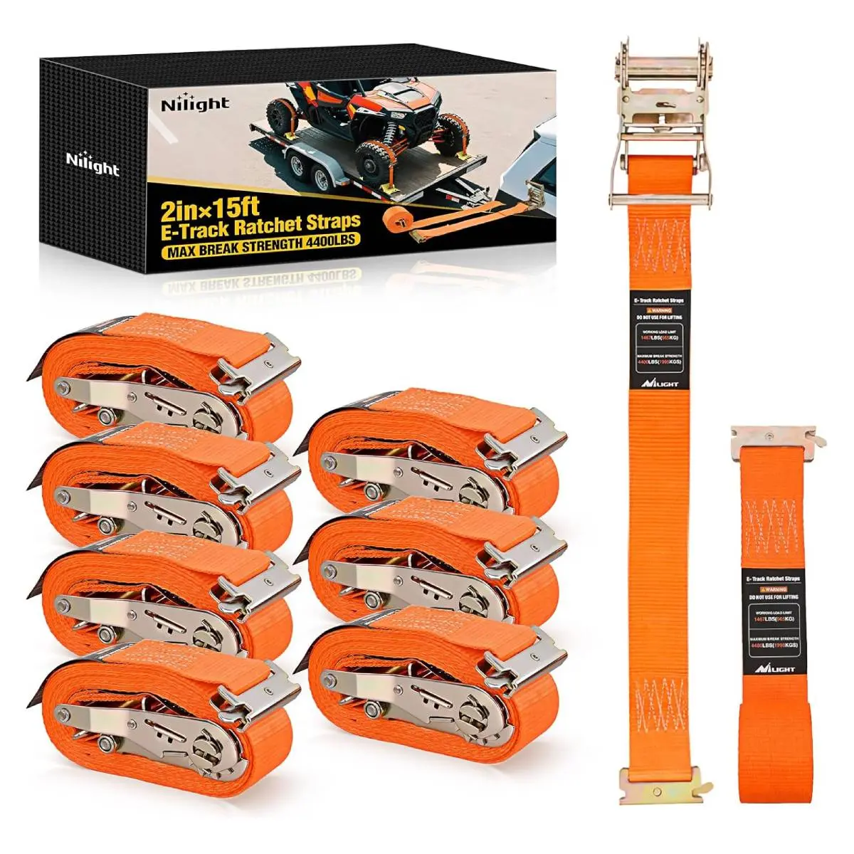 2" x 15' E-Track Ratchet Straps 8 Pack