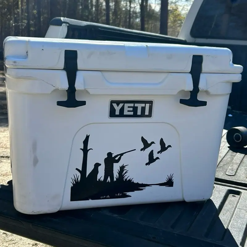 Duck Hunting Vehicle Cooler Decal - Weather Resistant, Easy to Apply, Available in Multiple Sizes and Colors