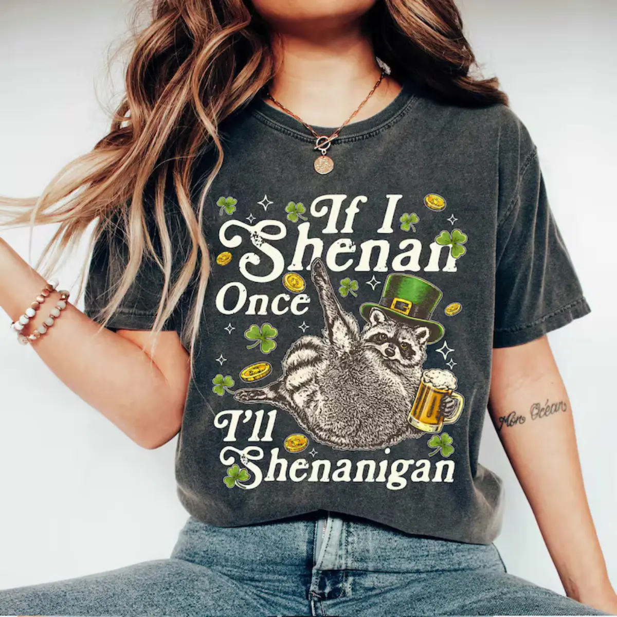 If I Shenan Once I’ll Shenanigan Shirt, St Patricks Day, Funny Raccoon Tee, Shirts With Sayings, Leprechaun T Shirt
