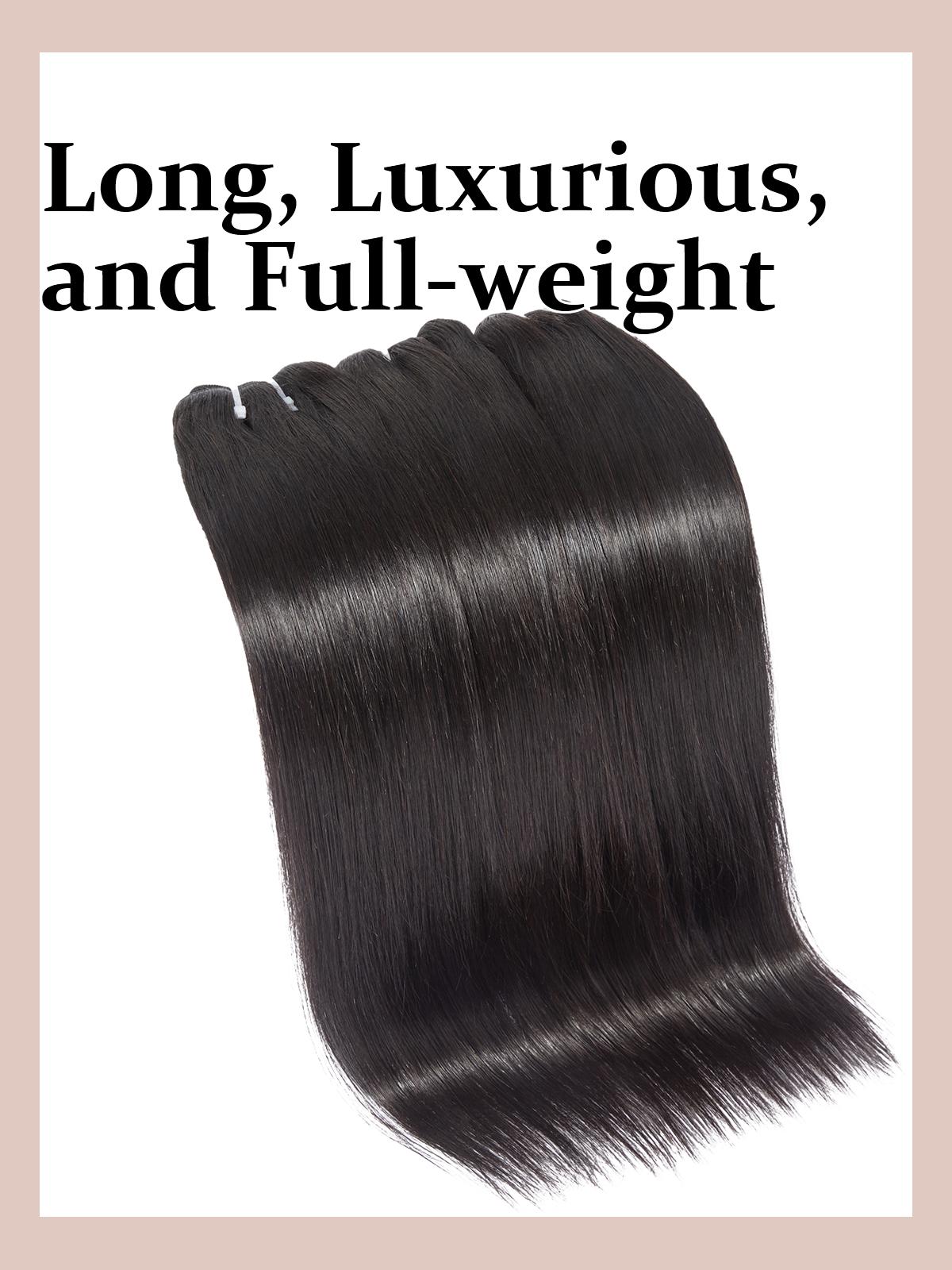 [Wequeen] Work-Ready Sleek 30 Inch Straight Hair Bundles 10A Grade Brazilian 12-36 Inch 100% Human Hair Natural Color Quick Weave Sew in/Glue in