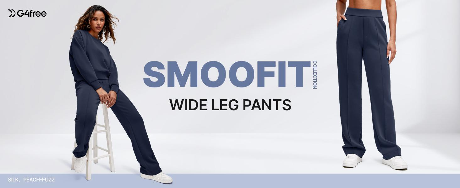 G4Free Smoofit Modal Soft Wide Leg Pants Women High Waist Sweatpants Casual Lounge Work Trouser 27.5''/29.5''/31.5''
