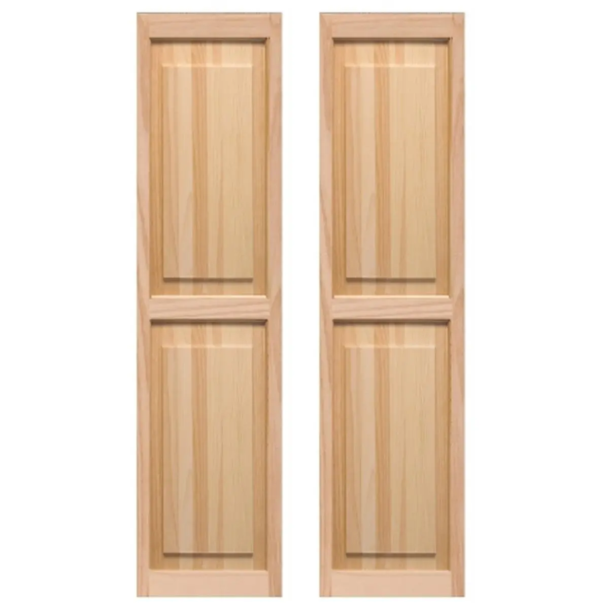 212 MAIN Pinecroft SHP39 Raised Panel Exterior Window Shutters, 15x39 in Glued Frame, Unfinished Pine, Stylish Heavy-Framed, Ready for Installation, Decorative Hardware Available, Heavy Frame