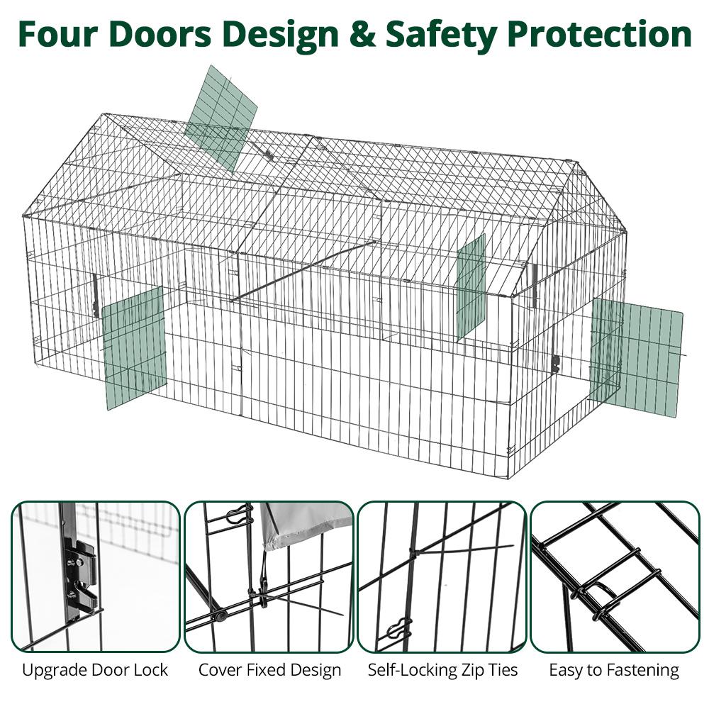 PawGiant 86''x40''Chicken Coop Large Metal Chicken Cage House Waterproof