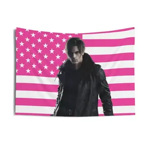 Leon S. Kennedy 2026 Flag, Leon Kennedy Pink Flag, Leon S. Kennedy RE9 Video Game Indoor Wall Tapestries