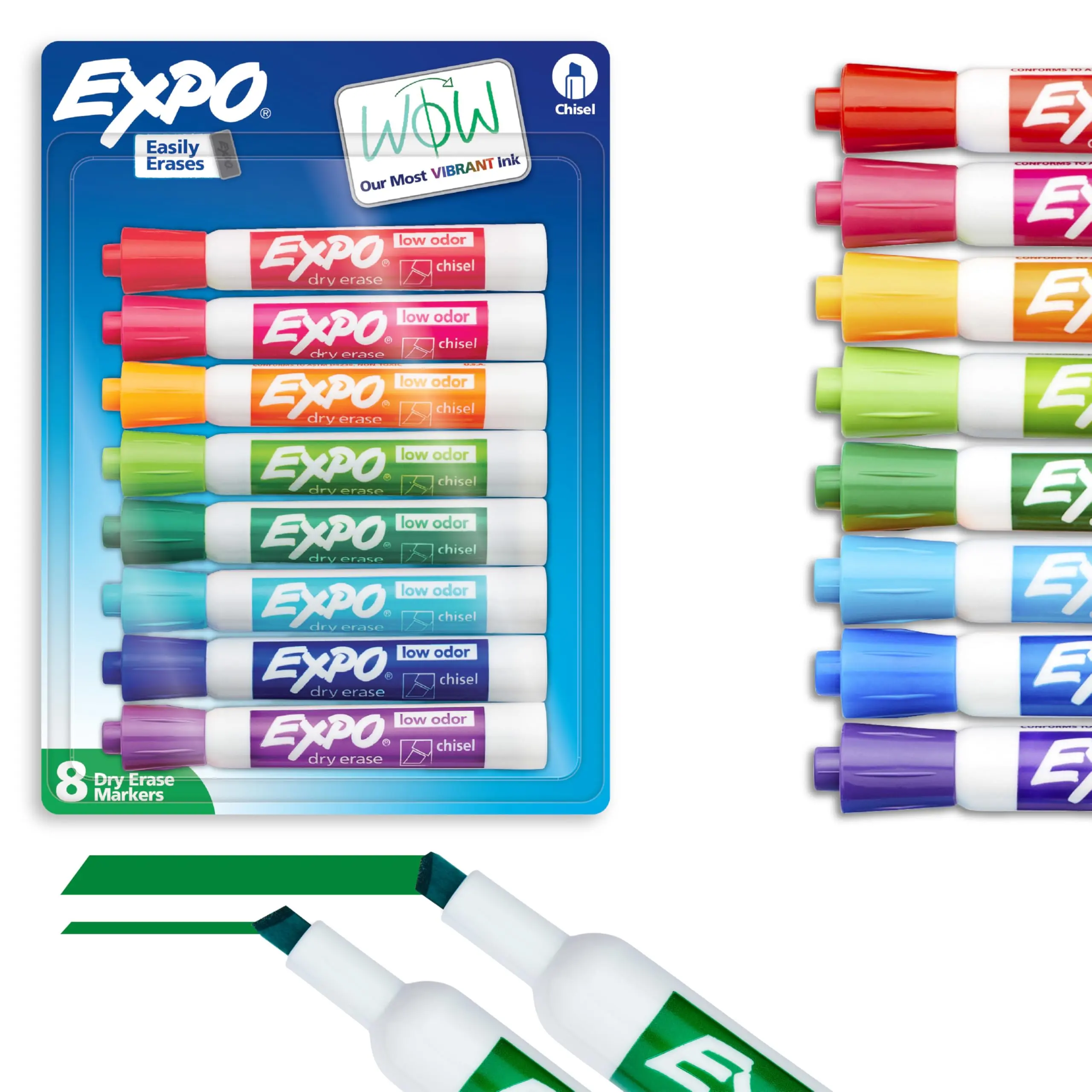 EXPO Low Odor Dry Erase Markers Chisel Tip Assorted Colors 8 Count