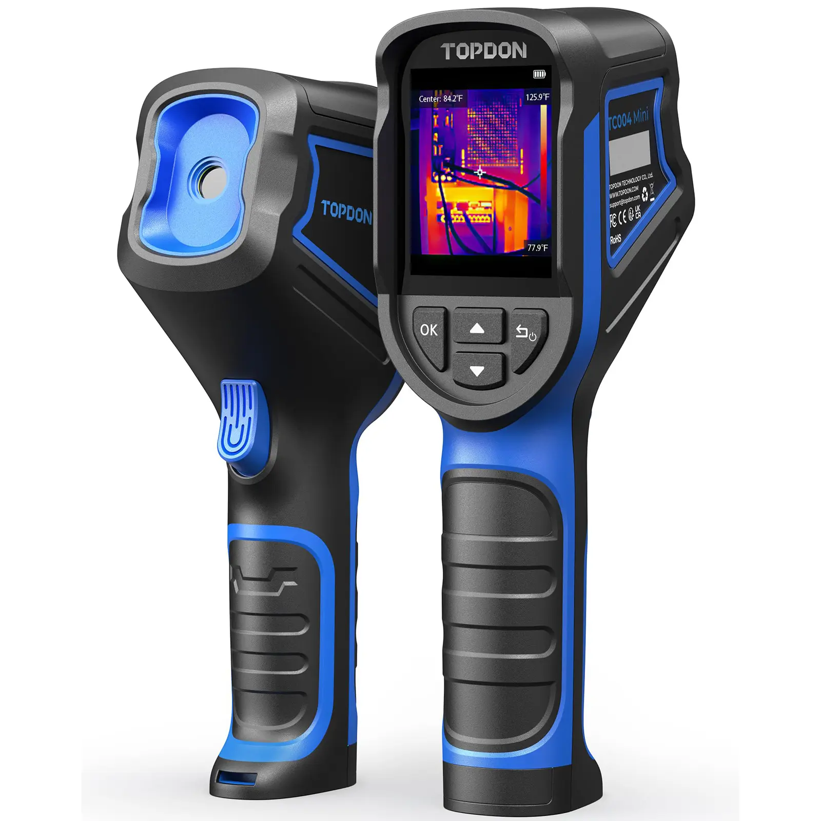 TOPDON TC004 Mini Handheld Thermal Imaging Camera, 240 x 240 TISR Resolution, -4°F to 842°F, 15-Hour Battery Life, 128 x 128 IR Resolution, 25Hz Infrared Camera, High/Low Temp Alerts, Auto Shutdown, Summervibes
