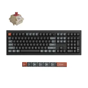 Keychron V6 Ultra 8K Wireless Custom Mechanical Keyboard, Full-Size 100% Layout, 8000Hz Polling Rate, Tri-Mode 2.4G/BT/Wired, ZMK Open-Source Firmware, Hot-Swappable, South-Facing RGB, Double-Shot PBT Keycaps, PC Case